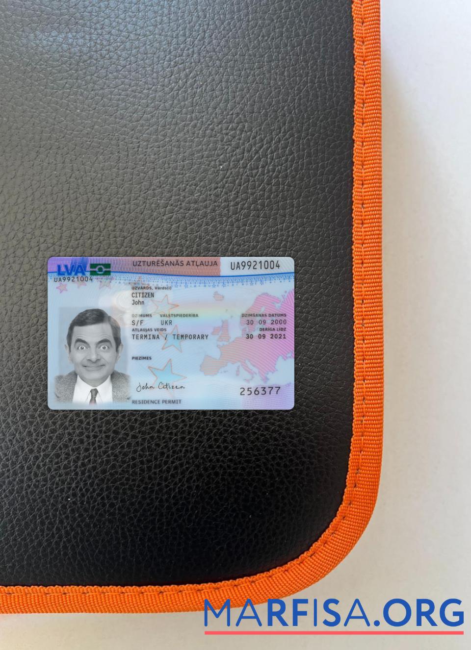 Blank Latvia residence permit photolook front sample